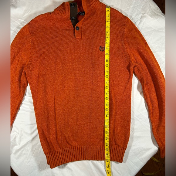 Chaps Men’s 3 Button Burnt Orange Sweater Medium - Picture 5 of 6